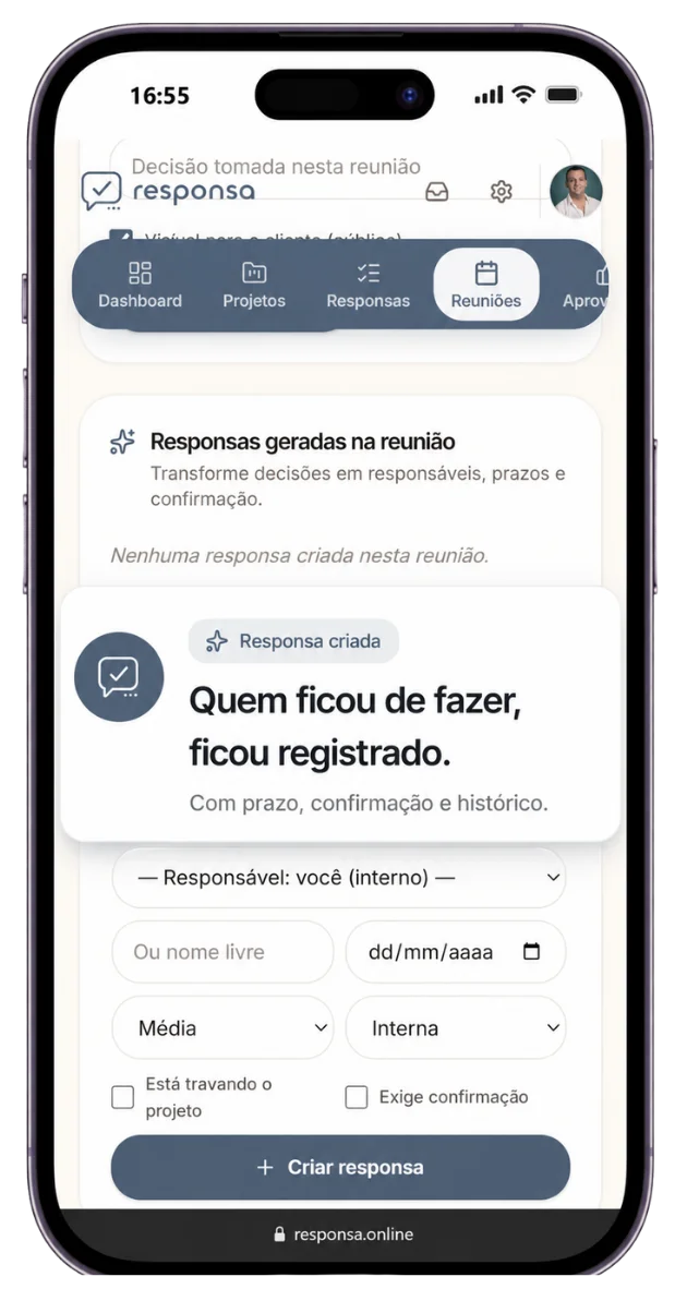 Mockup do Responsa no celular